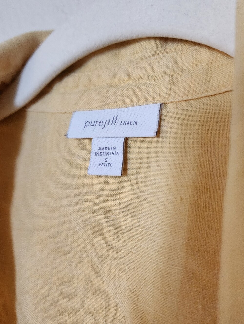 Pure Jill 100% Linen Buttery Light Yellow Button-Front Shirt Dress/ Duster - Picture 2 of 9